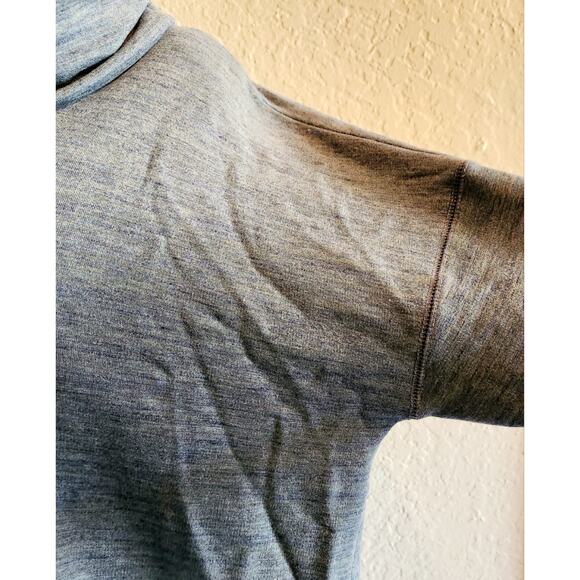 Lou & Grey Blue Marled Cowl Neck Athleisure Top Medium Soft Vented Side Seams - Picture 2 of 5